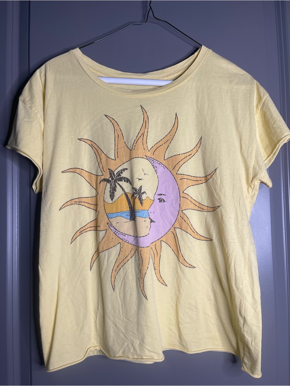 Midnight Rider Yellow Sun & Moon Graphic Tee oversized small